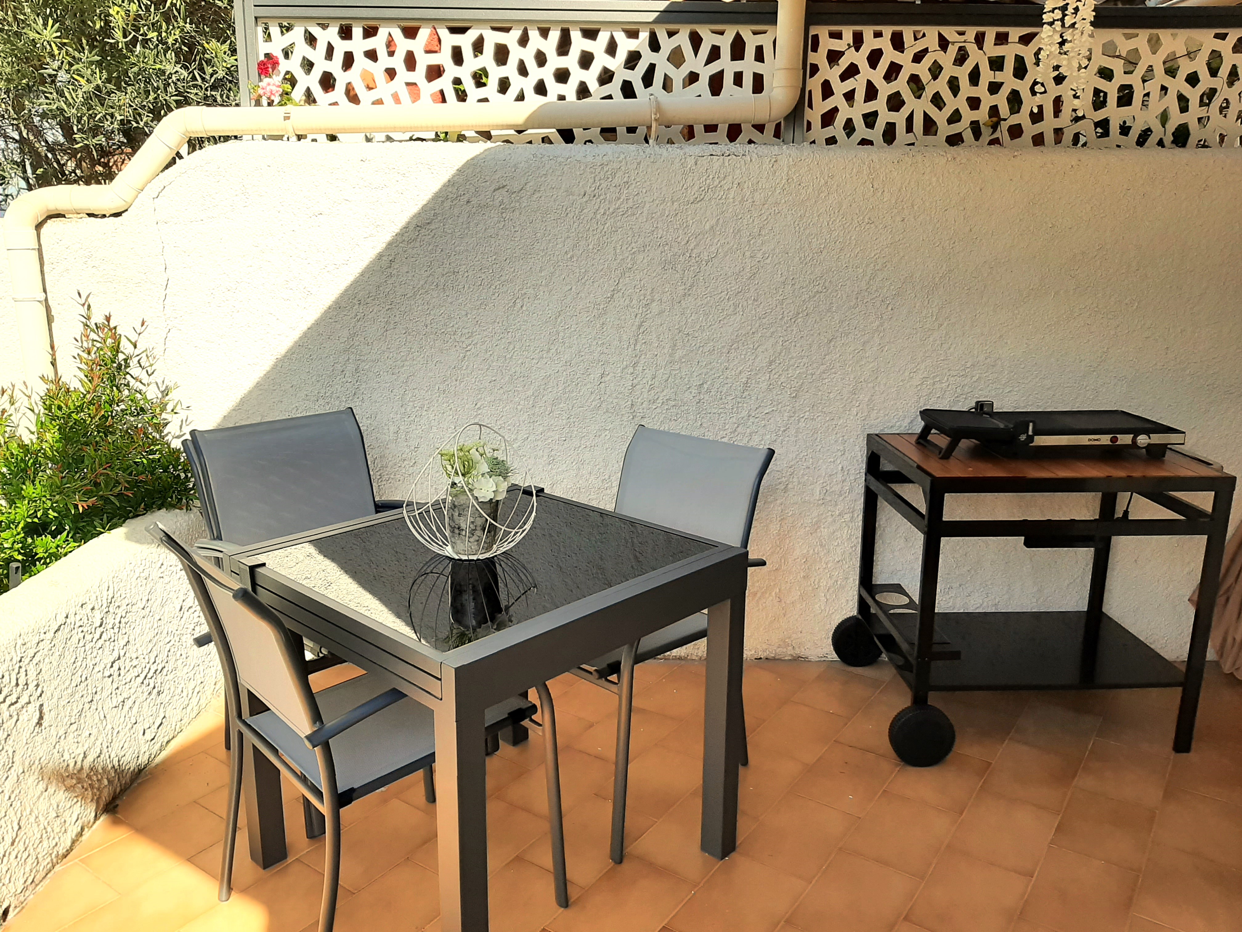  Terrasse, table et barbecue électrique