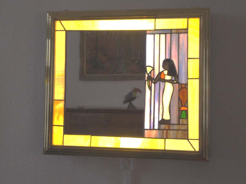  Caisson lumineux miroir et vitrail Tiffany